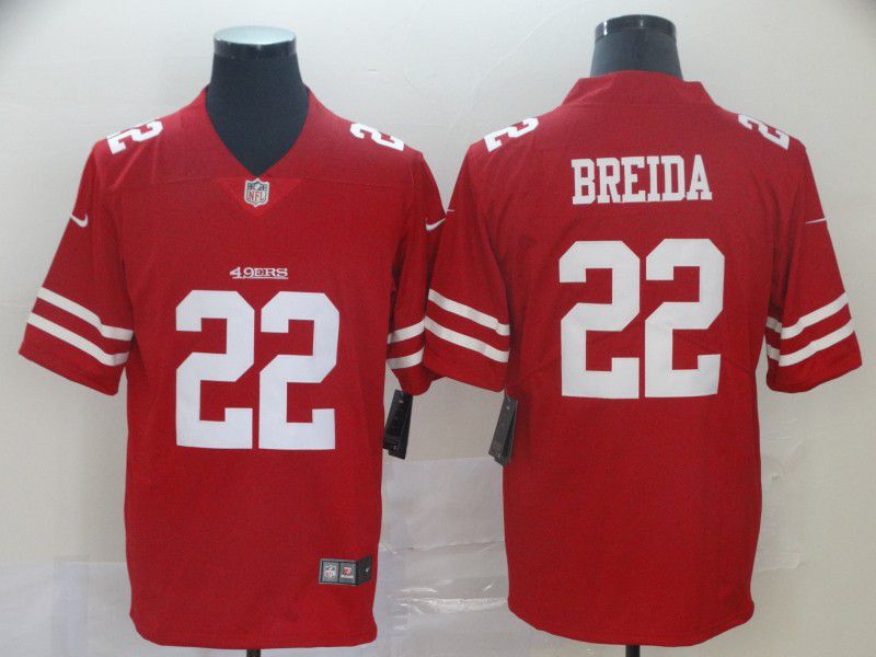 Men San Francisco 49ers #22 Breida Red Nike Vapor Untouchable Limited Player NFL Jerseys